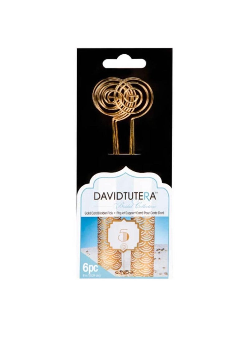 Generic David Tutera Card Holder Picks Gold 6 inches 6 pieces  - Image 3