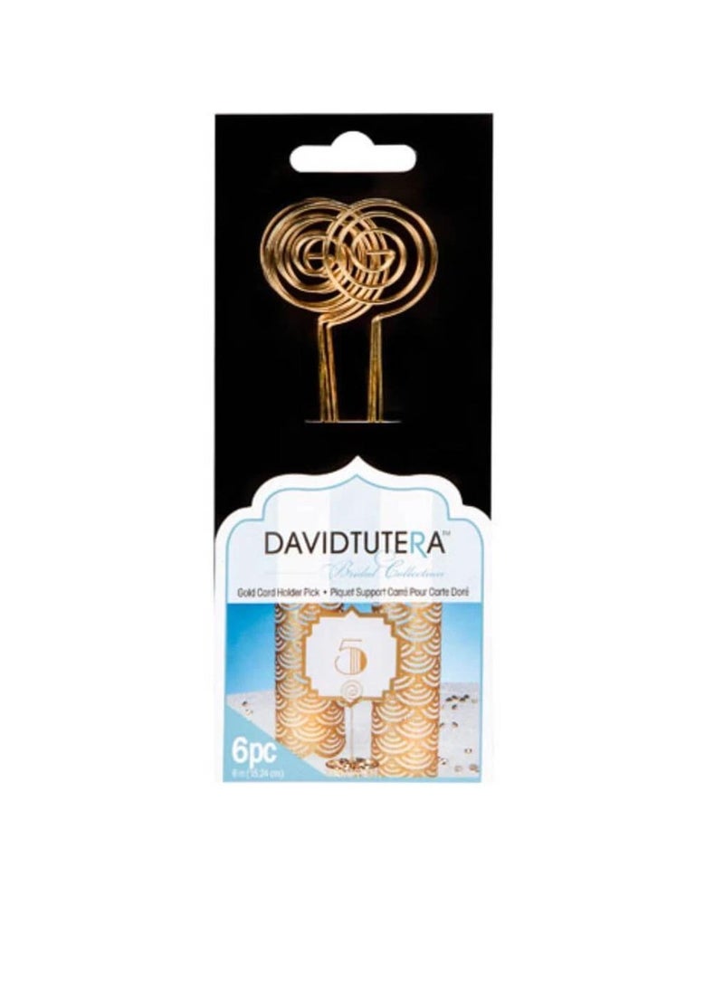Generic David Tutera Card Holder Picks Gold 6 inches 6 pieces  - Image 1