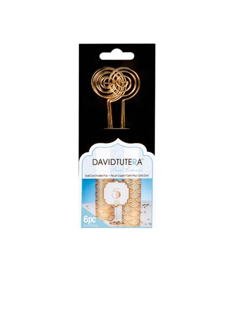 Generic David Tutera Card Holder Picks Gold 6 inches 6 pieces  - Image 2
