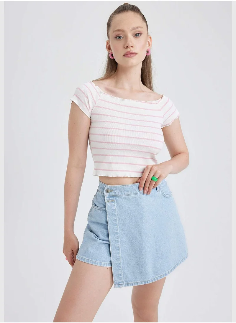 ديفاكتو Woman Knitted Short Sleeve T-Shirt