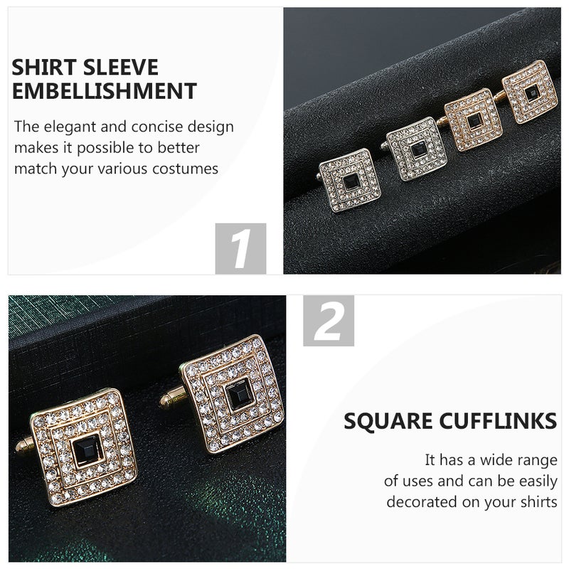 2 Pairs Rhinestones Nails Men's Shirt Button Trendy Jewelry - Image 4