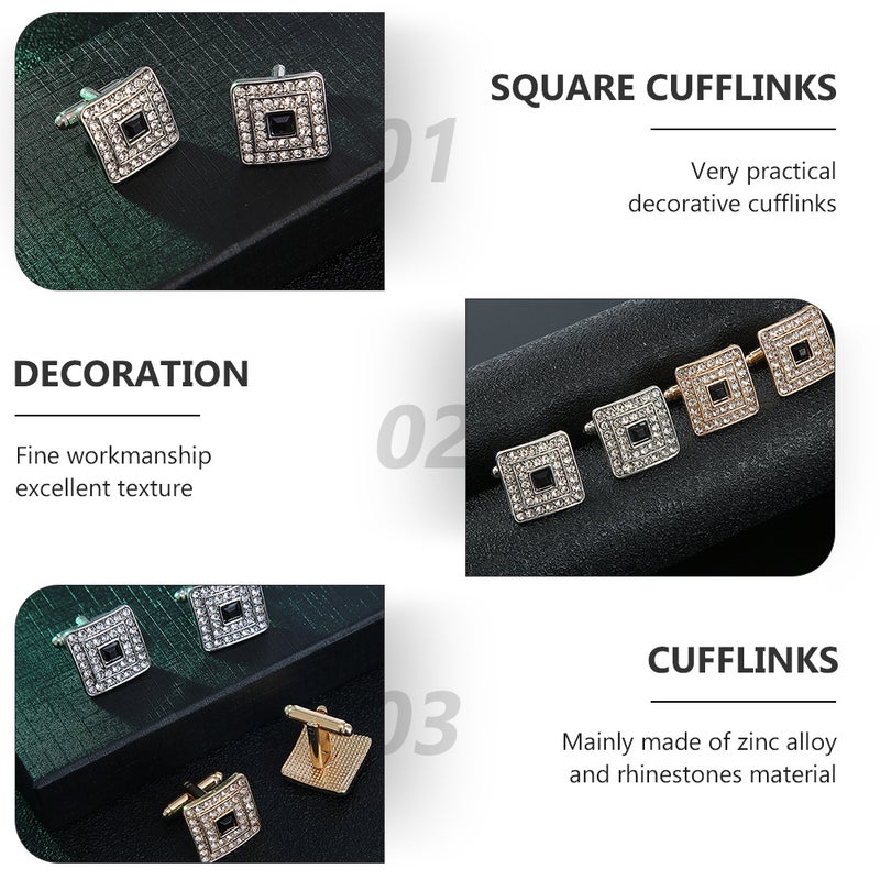 2 Pairs Rhinestones Nails Men's Shirt Button Trendy Jewelry - Image 5