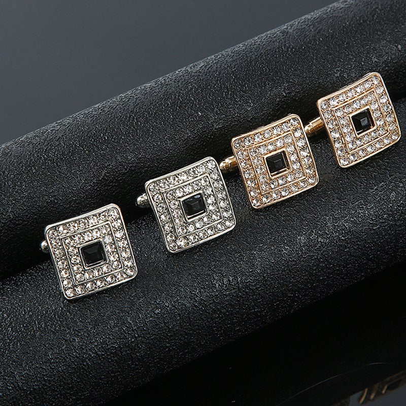 2 Pairs Rhinestones Nails Men's Shirt Button Trendy Jewelry - Image 2