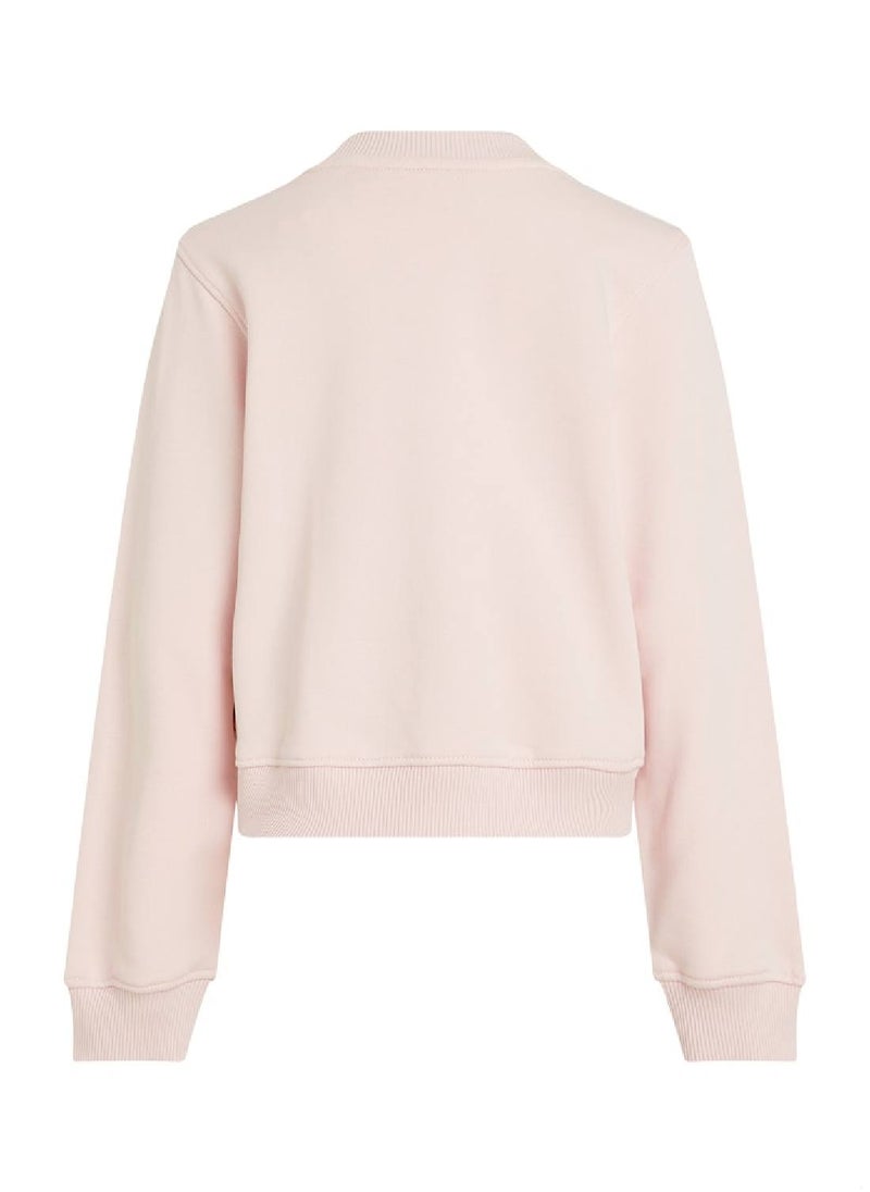 Calvin Klein Jeans Girls' Crew Neck Sweatshirt - Cotton, Pink  - Image 5