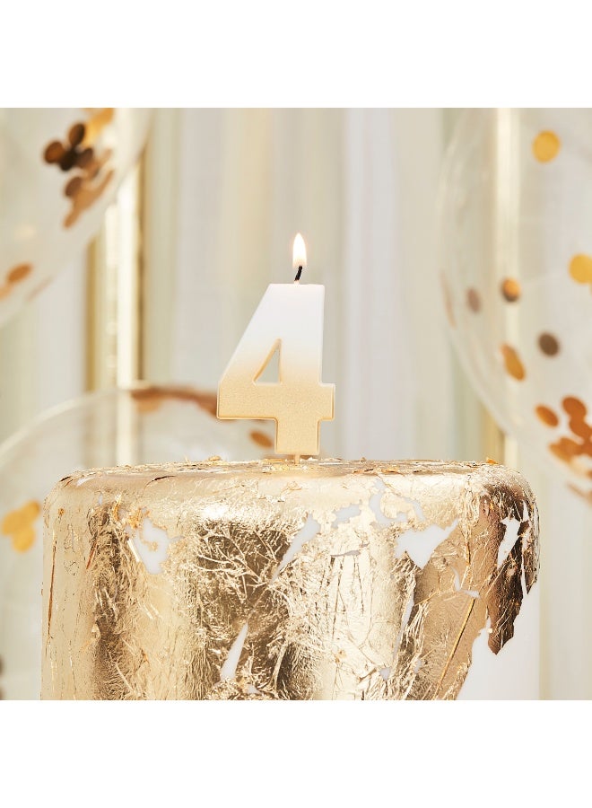 Ginger Ray Gold Ombre 4 Number Birthday Candle - Image 1
