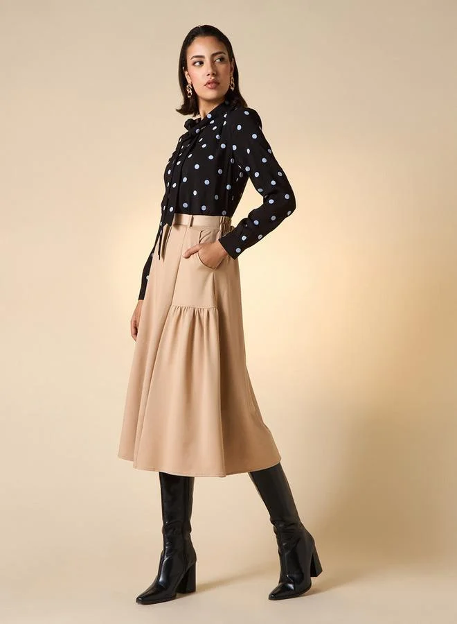 2Xtremz 2Xtremz All-Over Polka Dot Print Top with Pussybow Neck