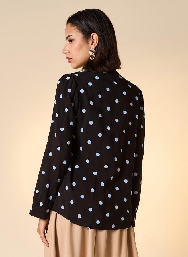 تواكستريمز بلوزة بطبعات منقطة وياقة بفيونكة من تو إكستريمز - Image 3