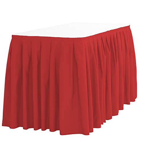LTC LINENS Red Table Skirt for 4 Feet Rectangular or 48 Inch Round Table14 ft Pleated Table Skirting Cloth Polyester for Banquet Wedding Trade Show - Image 1