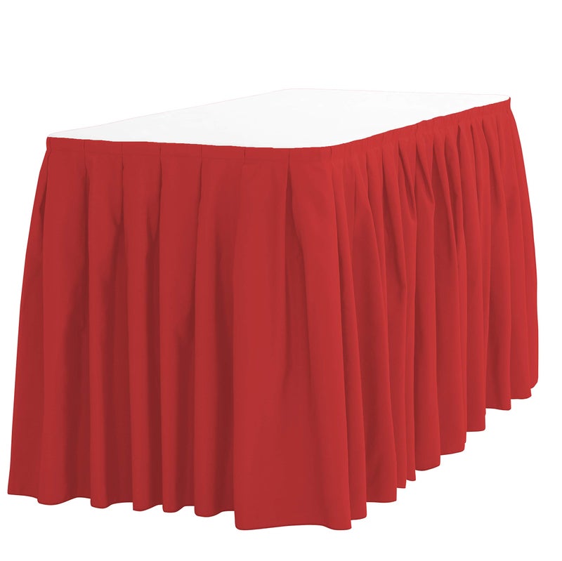 LTC LINENS Red Table Skirt for 4 Feet Rectangular or 48 Inch Round Table14 ft Pleated Table Skirting Cloth Polyester for Banquet Wedding Trade Show - Image 2