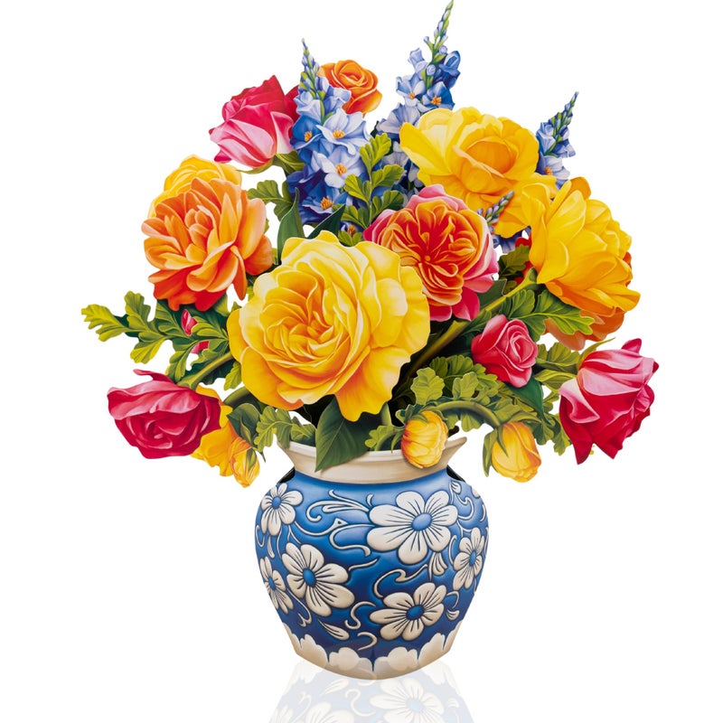 Freshcut Paper Pop Up Cards, Paper Flower Bouquet 3D Popup Greeting Cards with Note Card & Envelope, Birthday Card, Anniversary, Get Well Gifts for Women, 12" Sorbet Roses - Image 2