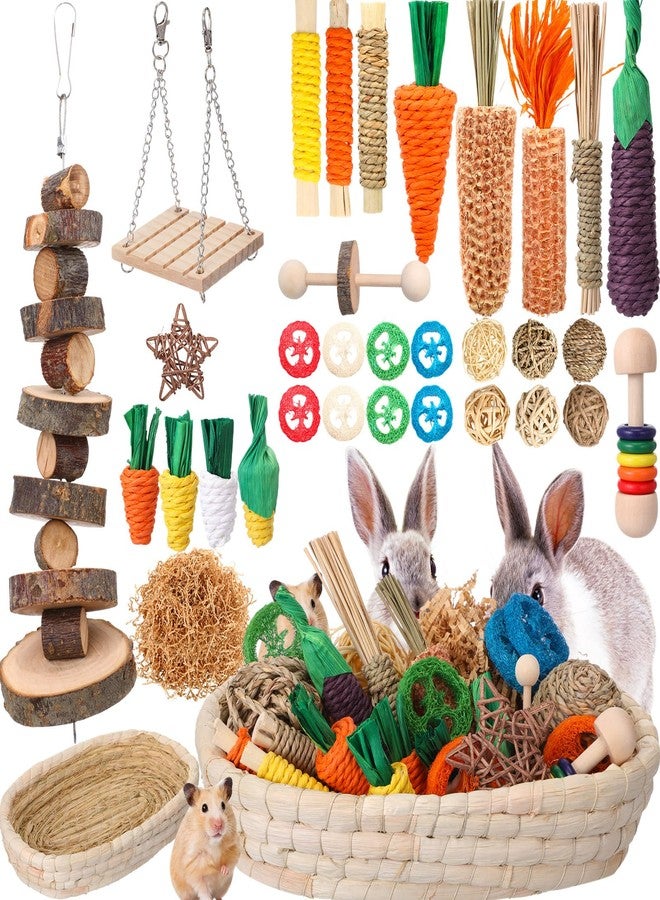 Novabright 33 PCS Rabbit Chew Treat Toys Set Natural Bunny Enrichment Toys for Teeth Health Indoor Outdoor for Rabbit Guinea Pig Chinchilla Hamster (Cute) - Image 1