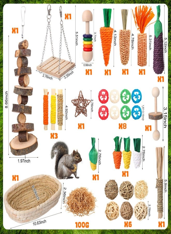 Novabright 33 PCS Rabbit Chew Treat Toys Set Natural Bunny Enrichment Toys for Teeth Health Indoor Outdoor for Rabbit Guinea Pig Chinchilla Hamster (Cute) - Image 2