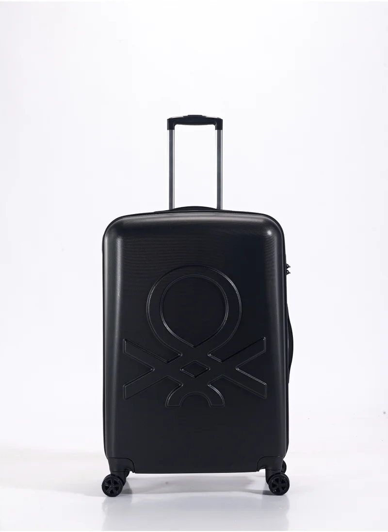 UNITED COLORS OF BENETTON BNTA-202 28 Inch- Checked Luggage with TSA Lock| Material- Acrylonitrile Butadiene Styrene| Adjustable Trolley Handle | Smooth Dual Wheels 360degree rotate| Black