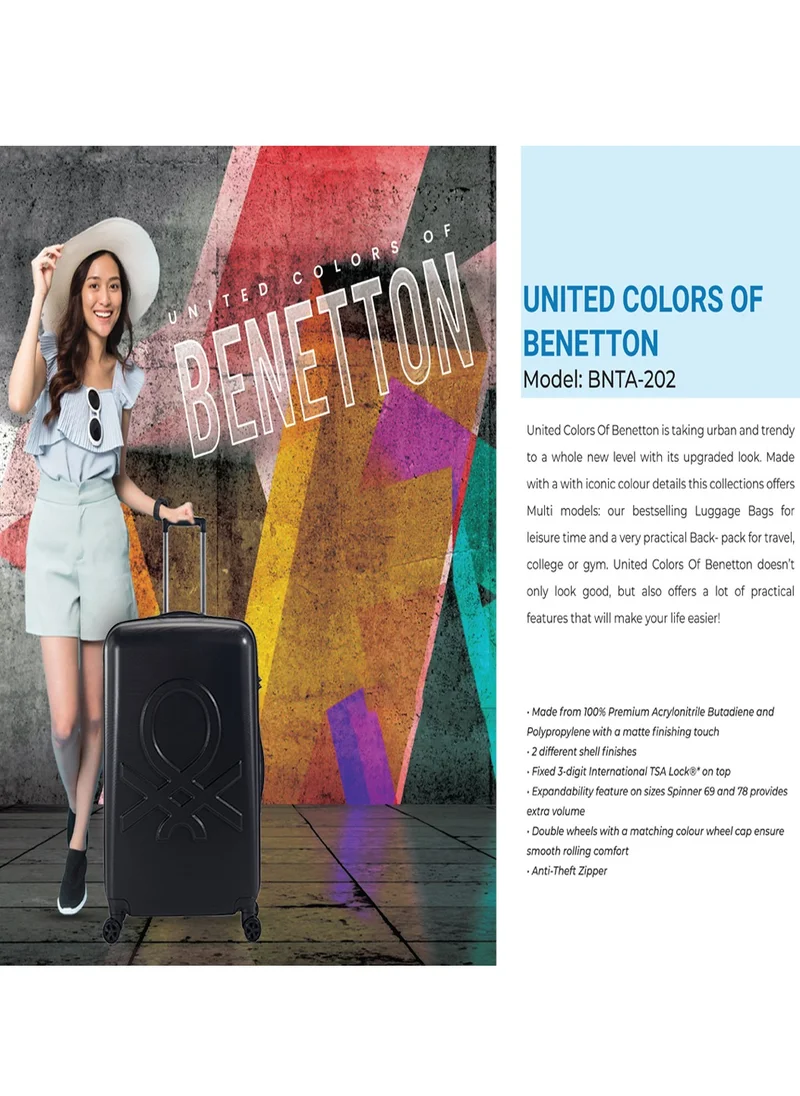 UNITED COLORS OF BENETTON BNTA-202 28 Inch- Checked Luggage with TSA Lock| Material- Acrylonitrile Butadiene Styrene| Adjustable Trolley Handle | Smooth Dual Wheels 360degree rotate| Black