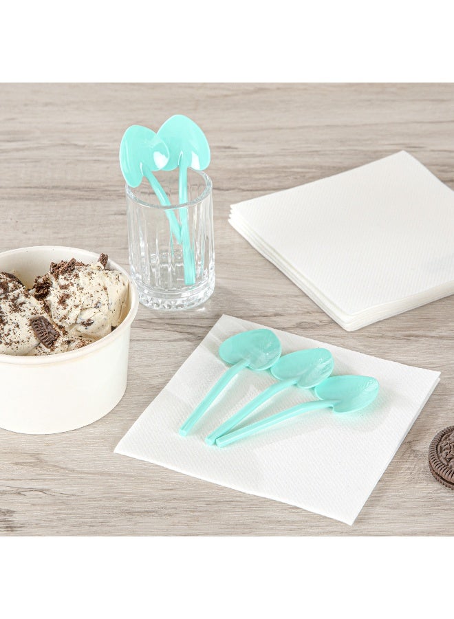 Restaurantware 3.5 Inch x 1.25 Inch Heart Spoons, 100 Disposable Mini Plastic Spoons - Heart-Shaped, For Desserts, Teal Plastic Tasting Spoons, For Parties Or Events, - Image 4