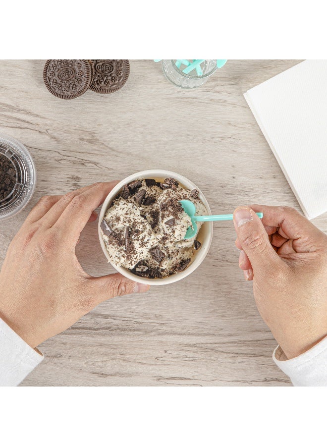 Restaurantware 3.5 Inch x 1.25 Inch Heart Spoons, 100 Disposable Mini Plastic Spoons - Heart-Shaped, For Desserts, Teal Plastic Tasting Spoons, For Parties Or Events, - Image 5