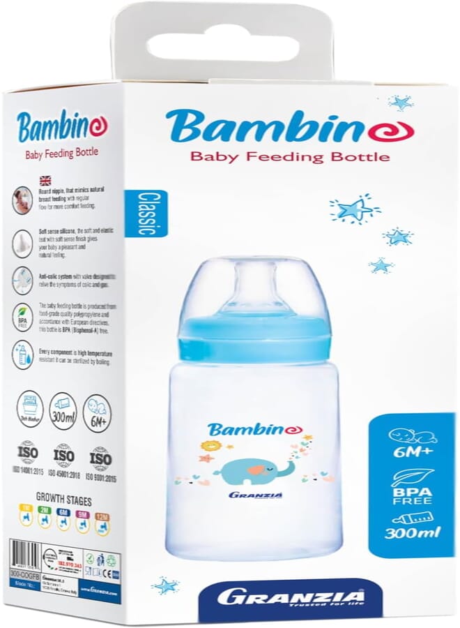 Granzia Bambino Classic Baby Feeding Bottle Blue Color 300 ML