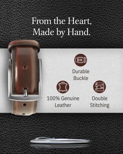 Access Denied Genuine Leather Dress Belts For Men - Mens Belt For Suits, Jeans, Uniform Brown Belt - Designed in the USA - Image 3
