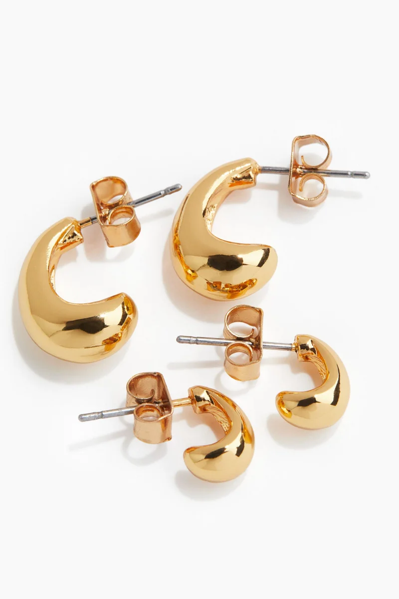 H&M 2 Pairs Gold-Plated Earrings