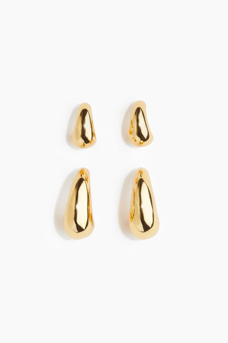 H&M 2 Pairs Gold-Plated Earrings