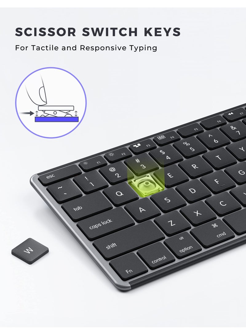 erorex Wireless Bluetooth Keyboard and Mouse Compatible for Mac, Stainless Steel Multi-Device Keyboard and Mouse Rechargeable with Number Pad, Compatible for Mac, iPad, iOS, Buetooth Keyboard - Image 4