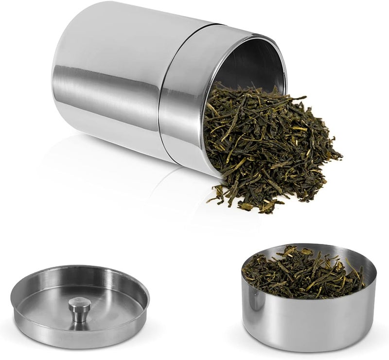 comfrt Tea Tin with Airtight Lids, Stainless Steel Tea Coffee Storage Jars, 15x7.5cm / 5.9x3.0in - Image 1