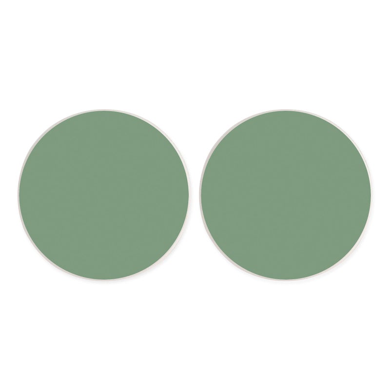 Elanze Designs Solid Cool Sage Green 275 x 275 Absorbent Ceramic Car Coasters Pack of 2