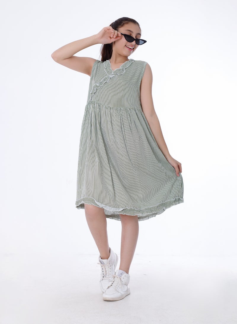 بيبو_فستان كت وسط استيك_أخضر - Image 3