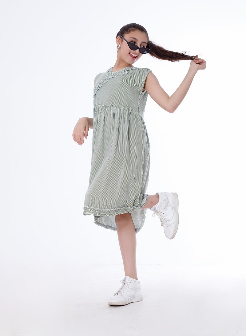 بيبو_فستان كت وسط استيك_أخضر - Image 2