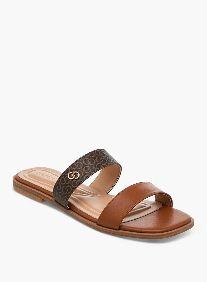 Celeste Women's Monogram Print Slip-On Sandals