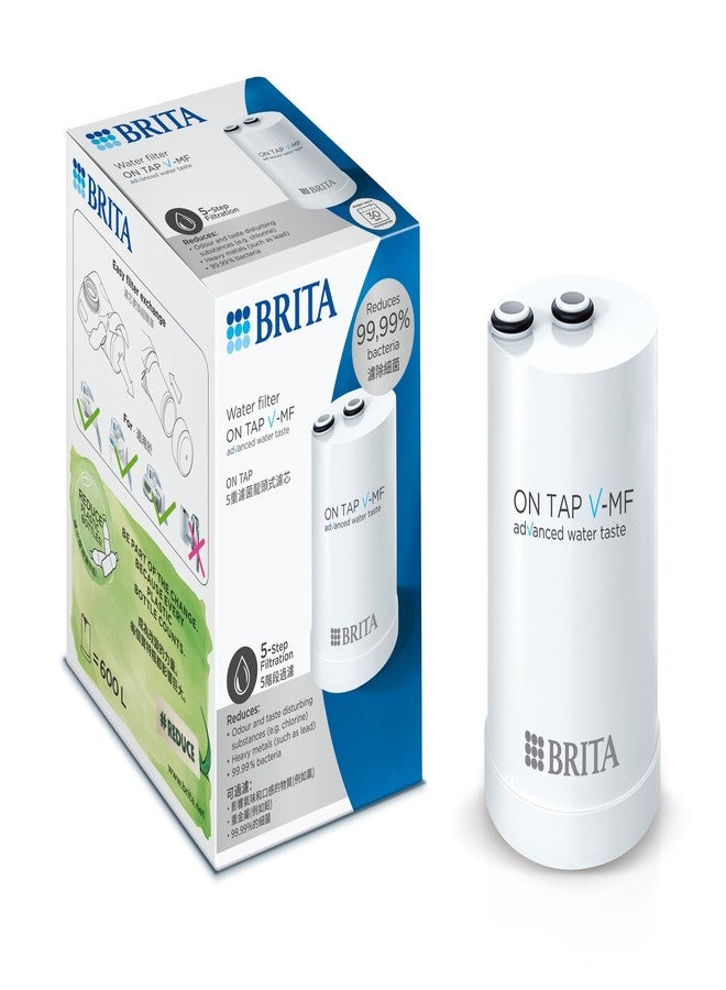 BRITA On Tap V-MF Water Filter Cartridge | Pack of 1 (600L/4 Months) | 99.99% Bacteria-Free | Reduces Chlorine, Lead, PFAS, Microplastics | Preserves Minerals | German Quality | For Municipal Water - Image 1
