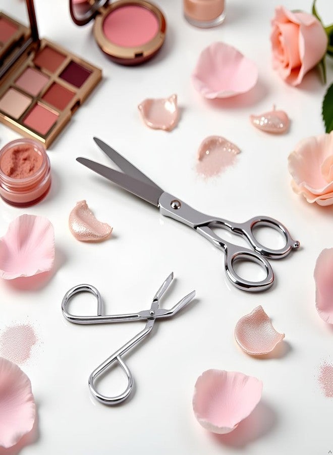 Tnyvm Silver Eyebrow Scissors, Elbow Pliers Clip Scissors, Flat Tip Hair Plucker Removal Tweezers, Stainless Steel - Image 3