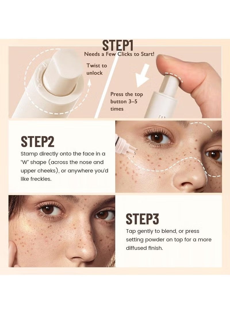 SKQIR Upgrade Faux Freckle Stamp Pen – Waterproof Fake Freckles Makeup Tool, Natural-Looking Freckle Maker&Spray with Multi-Prong Precision Stamp Head, Long-Lasting Sunkissed Makeup (1# LIGHT) - Image 4