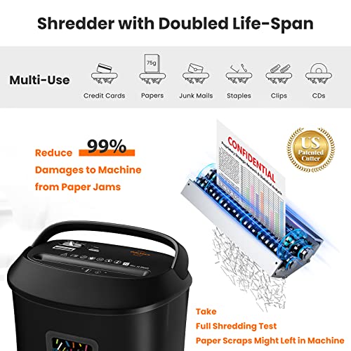 VidaTeco Paper Shredder 14-Sheet Cross-Cut Shredder with US Patented Cutter,Also Shreds Card/CD,Heavy Duty Paper Shredding Machine for Home Office,Fast with Jam Proof System,6.6-Gallon Basket (ETL) - Image 2