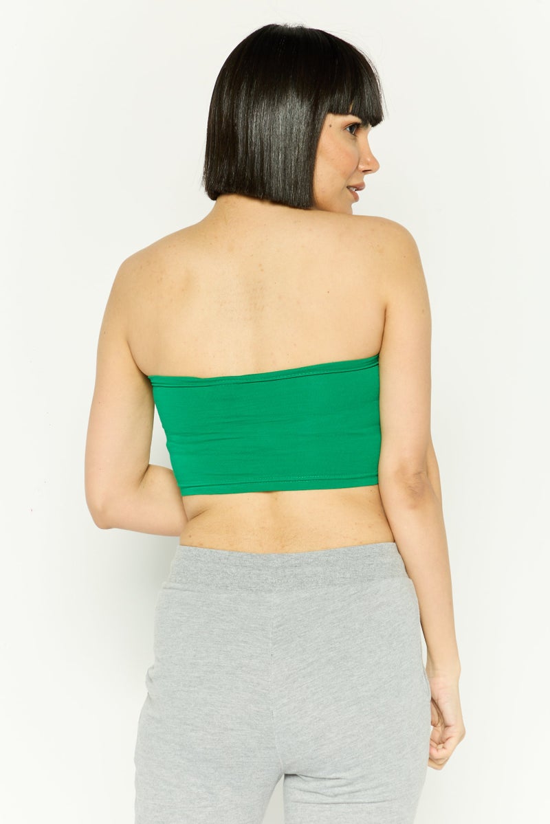 Ellesse Women Graphic Print Strapless Top, Green - Image 3