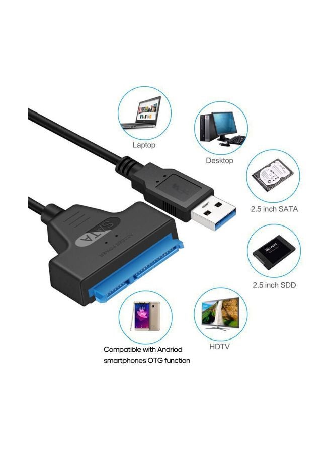 USB 3.0 To SATA III Hard Drive Adapter Cable Black/Blue/Silver - Image 5