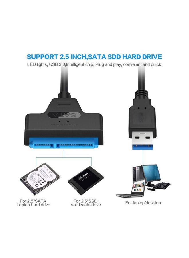 USB 3.0 To SATA III Hard Drive Adapter Cable Black/Blue/Silver - Image 3