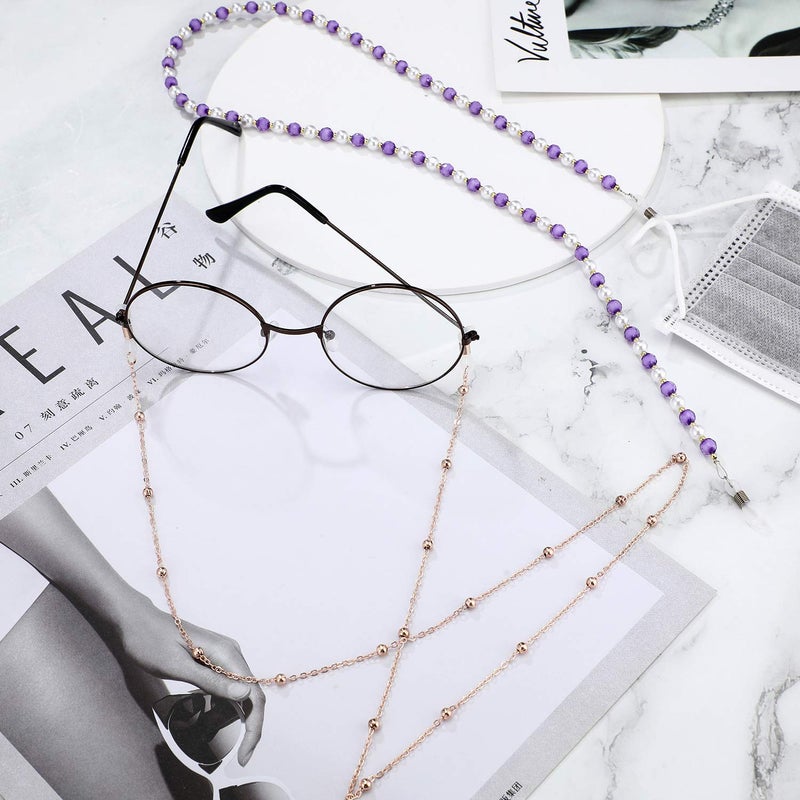 Frienda Frienda 8 Pieces Eyeglasses Chains Beaded Sunglasses Strap Holder Elegant Eyewear Retainer Chain, 8 Styles(Cool Color)  - Image 4