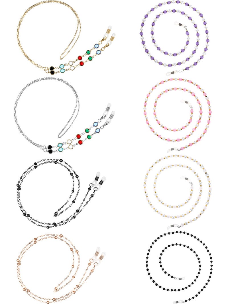 Frienda Frienda 8 Pieces Eyeglasses Chains Beaded Sunglasses Strap Holder Elegant Eyewear Retainer Chain, 8 Styles(Cool Color)  - Image 1