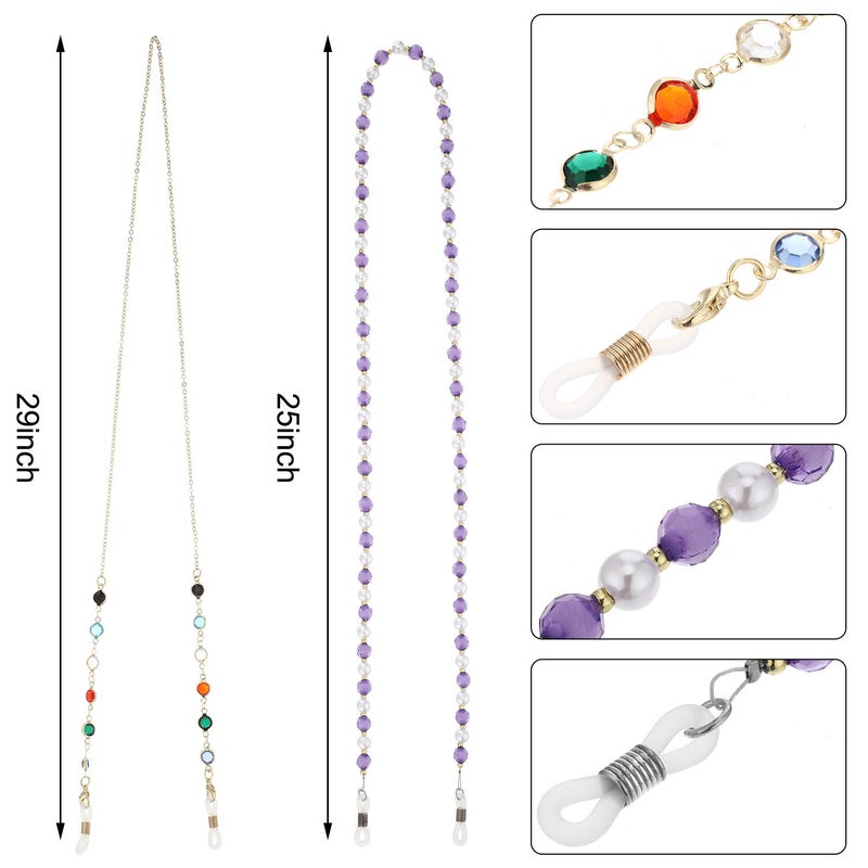 Frienda Frienda 8 Pieces Eyeglasses Chains Beaded Sunglasses Strap Holder Elegant Eyewear Retainer Chain, 8 Styles(Cool Color)  - Image 3