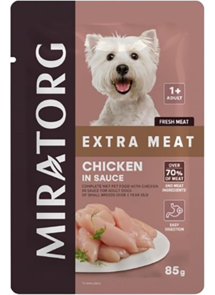 بت Miratorg EXTRA MEAT with Chicken in Sauce for Small Breed Dog Wet Food 