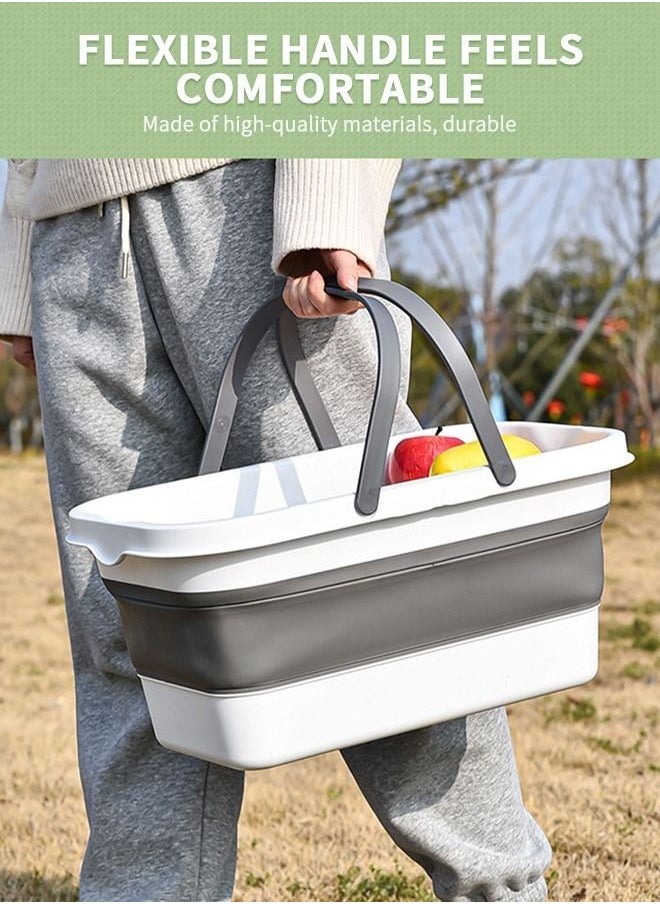MIXDE - Picnic Basket with Lid，Collapsible Picnic Basket with Handles & Lid as Stand Up Table - Foldable， 3-in-1 Rectangle Bucket for Picnics, Camping, Travelling and Road Trips - Image 1
