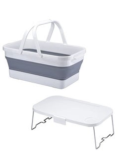 Picnic Basket with Lid，Collapsible Picnic Basket with Handles & Lid as Stand Up Table - Foldable， 3-in-1 Rectangle Bucket for Picnics, Camping, Travelling and Road Trips