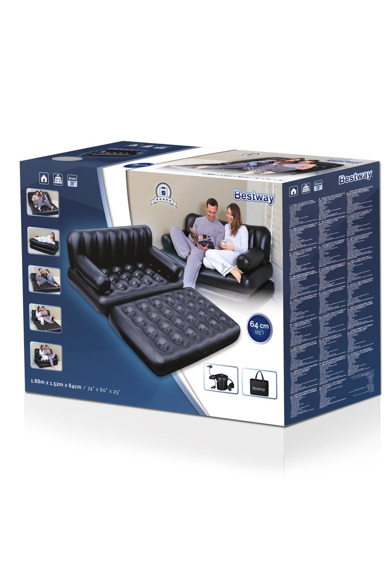 Bestway أريكة قابلة للنفخ متعددة الاستخدامات Bestway 5 في 1 مزدوجة مع مضخة هواء AC 188x152x64 سم | أريكة هوائية | كرسي هوائي قابل للطي | سرير قابل للنفخ قابل للطي | كرسي قابل للنفخ للاستخدام الداخلي والخارجي - Image 5