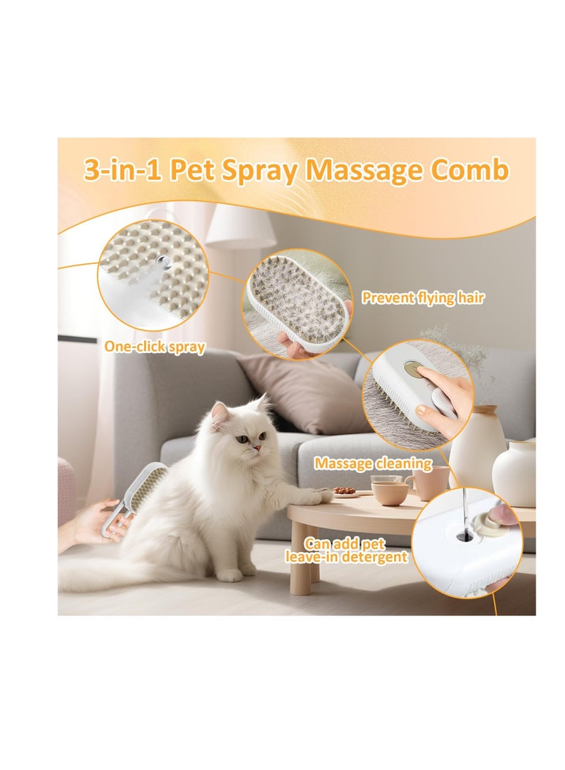 Cat Brush with Steam, Dog Brush, Short Hair, Long Hair, Cat Steamy Brush, Pet Hair Removal Comb with Water Tank and Spray, for Massage, Care and Hair Removal - Image 3