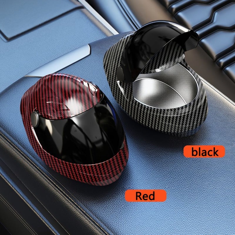 New Carbon Pattern Motorcycle Helmet Shaped Ashtray Carbon Fiber Red Suitable For Car Home Office High End Creative Ornament - Image 5