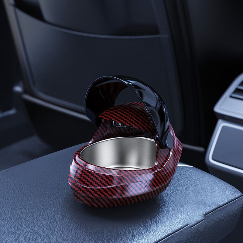 New Carbon Pattern Motorcycle Helmet Shaped Ashtray Carbon Fiber Red Suitable For Car Home Office High End Creative Ornament - Image 3