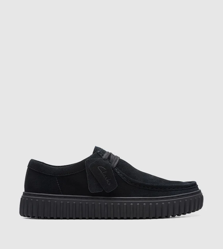 clarks Torhill Lo Black Suede Casual Slip-Ons