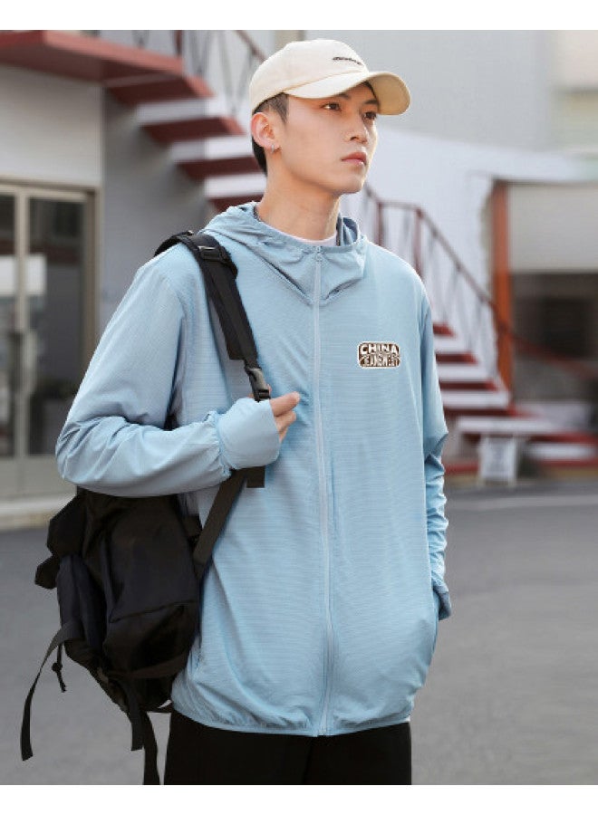 Jeanswest Summer Lightweight Outdoor Uv Protection Printed Sun Hoodie For Men, Youth Sports Fashion Casual Jacket - Image 1