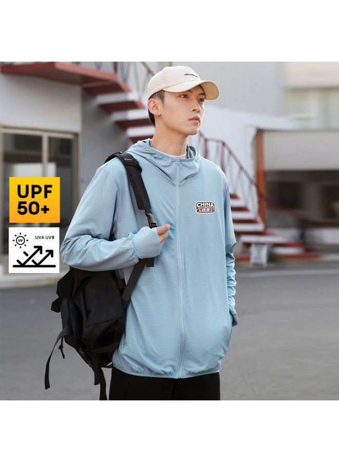 Jeanswest Summer Lightweight Outdoor Uv Protection Printed Sun Hoodie For Men, Youth Sports Fashion Casual Jacket - Image 2